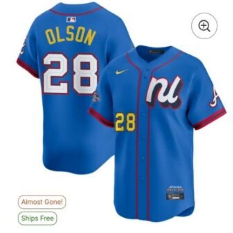 Men 2025 Atlanta Braves #28 Olson Blue All star Nike MLB Jersey style 08->atlanta braves->MLB Jersey